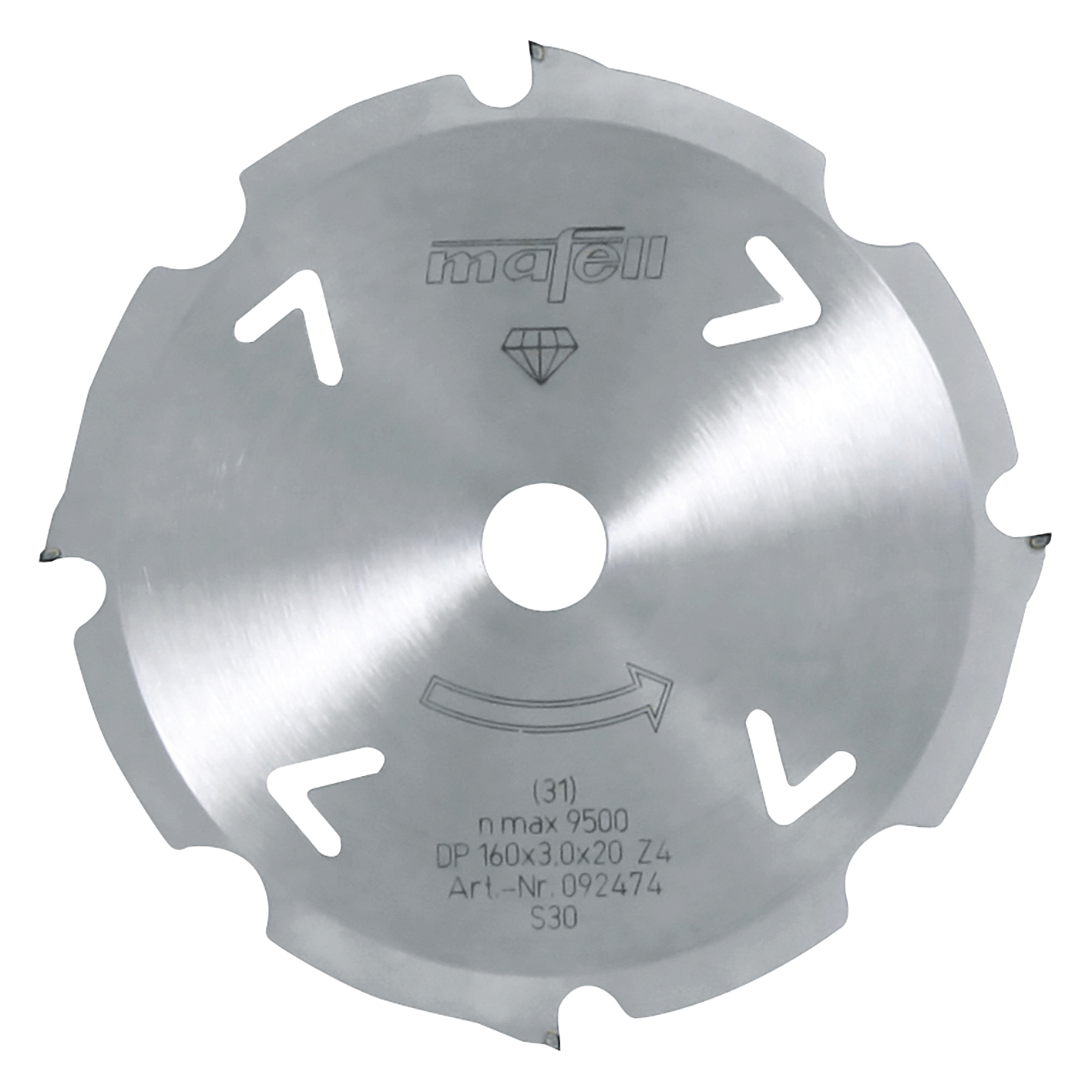 Mafell MAF-92474  Dia 160 x 2.4/3.0 x 20mm 4 Flat/Trapezoidal Teeth Saw Blade For Cement Bonded Materials