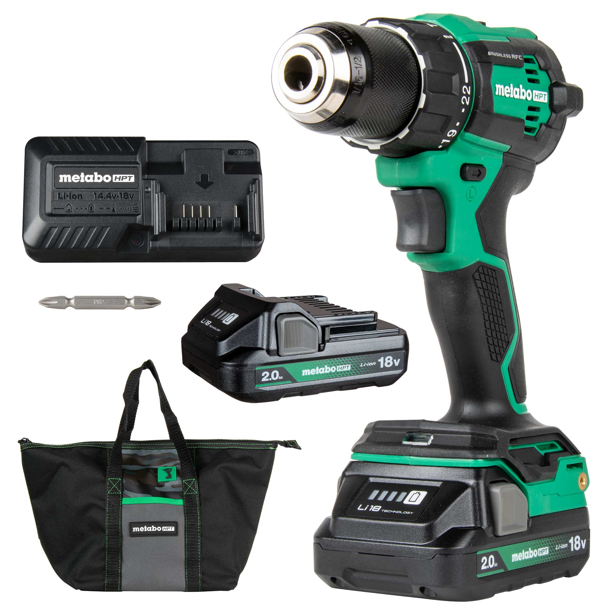 Metabo HPT HPT-DV18DEXM 18V Multivolt 2 x 2.0Ah Cordless Brushless Hammer Drill Kit