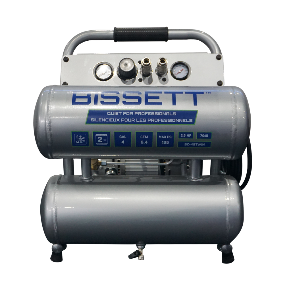 Bissett BIS-BC-4GTWIN 4 Gal Twin Stack Quiet Air Compressor -  Atlas-Machinery