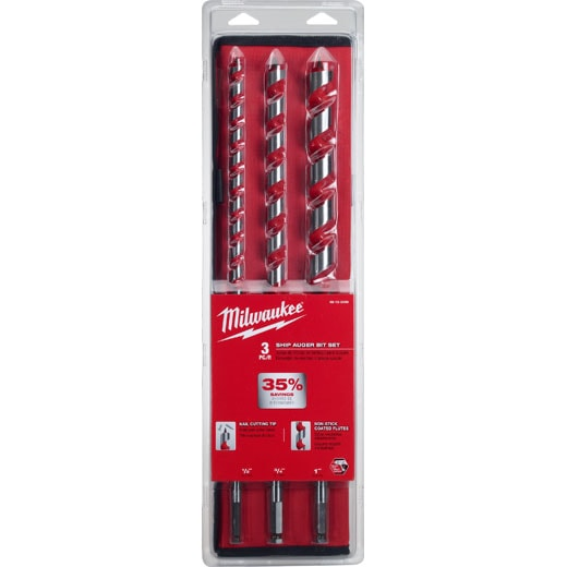Milwaukee MIL-48-13-3000 18in Ship Auger Bit Set 3 Pieces