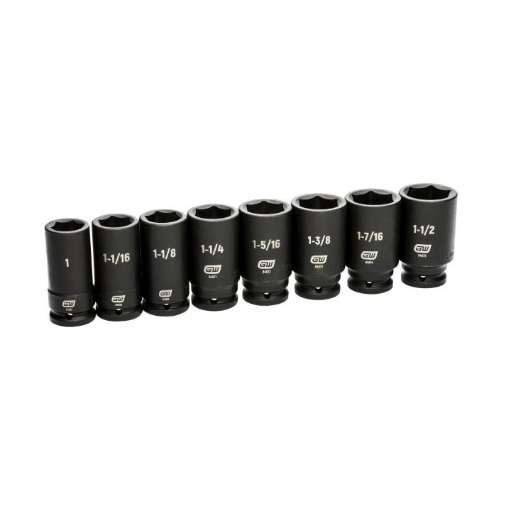 GEARWRENCH GW-84036 3/4in Drive 6 Point SAE Deep Impact Socket Set 8-Pieces