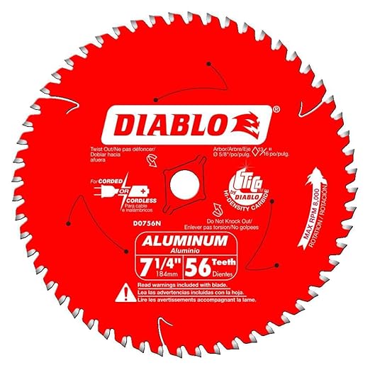 Diablo FRE-D0756NA 7-1/4in x 56 Tooth Thick Aluminum Cutting Saw Blade