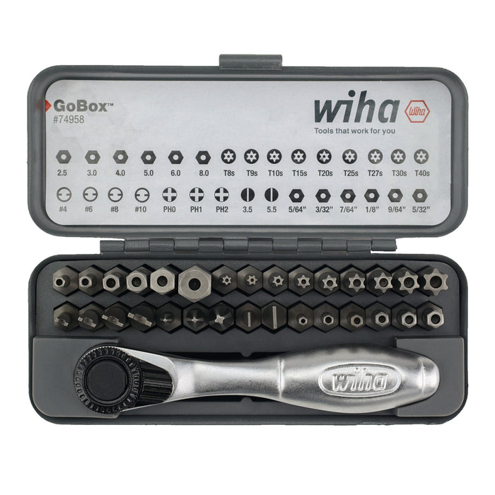 Wiha Tools WIHA-74958 GoBox Security Bit Set With Mini Ratchet 32 Pieces