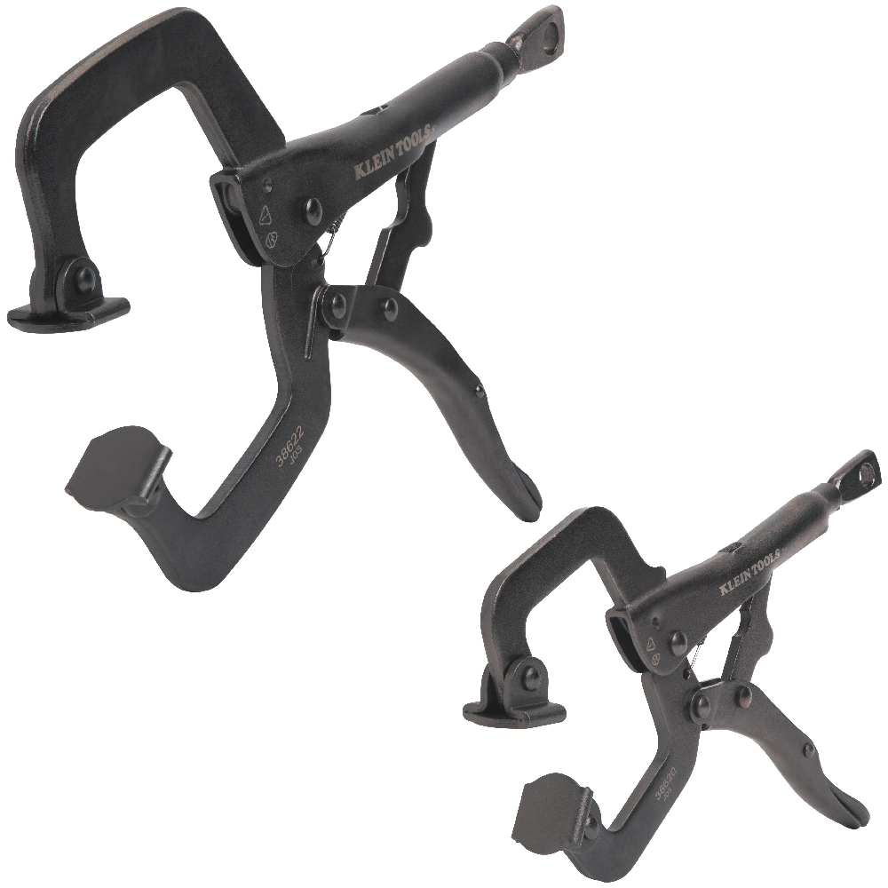Klein Tools KLE-38662 6in And 11in C-Clamp Locking Pliers With Swivel Jaws 2 Piece Set