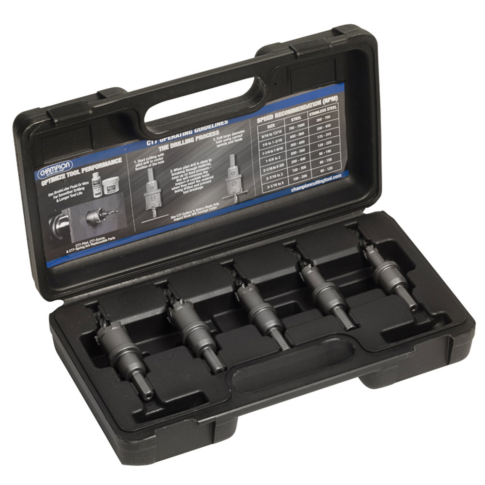 Champion CHAMP-CT7P-SET-5 Carbide Tipped Hole Cutter Bolt Clearance 5 Piece Set