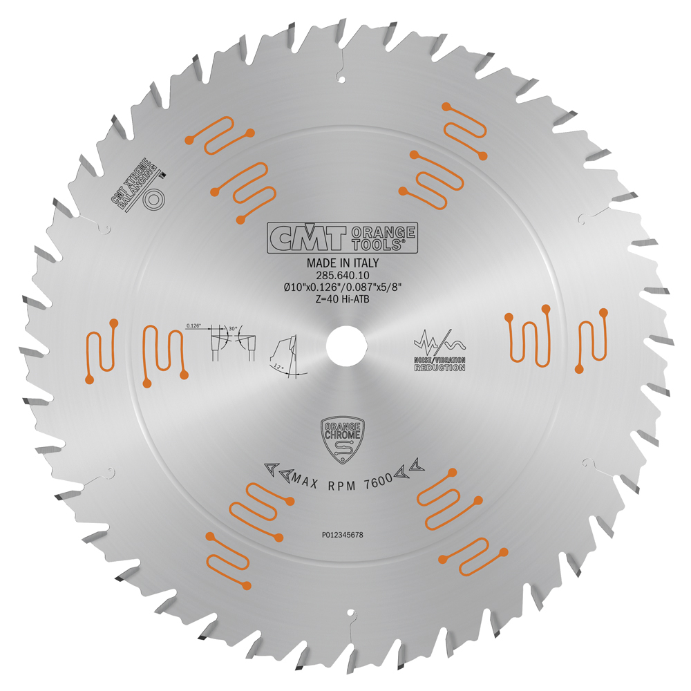 CMT Orange Tools CMT-28564010 10in Dia x T40 HiATB Orange Chrome General Purpose Blade