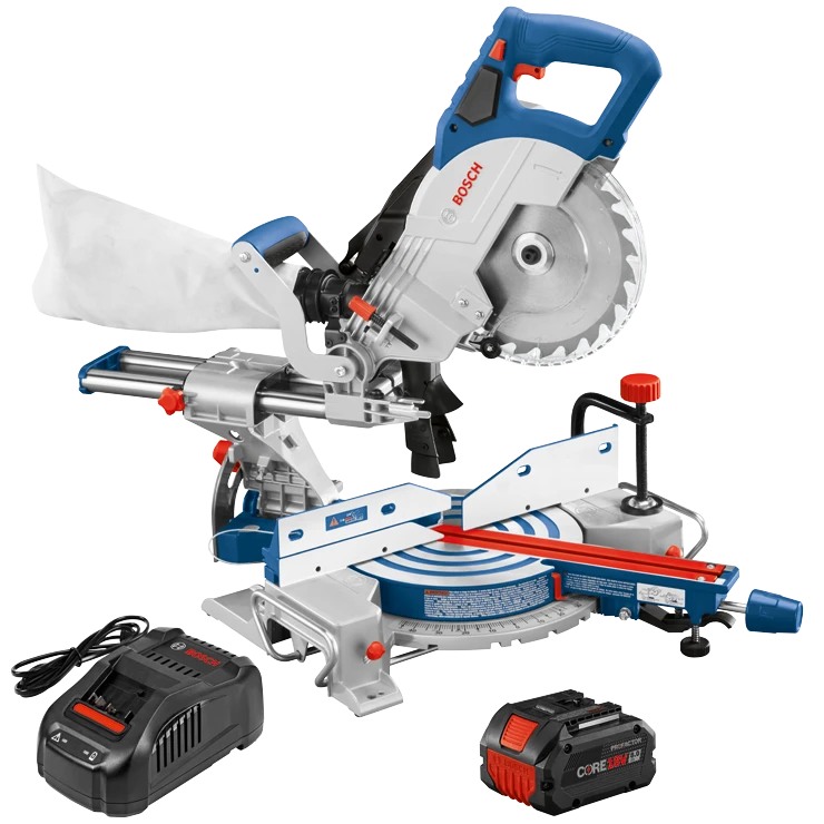 Bosch BOS-GCM18V-08N14 18V Brushless 8-1/2in Single-Bevel Slide Miter Saw Kit With 8 Ah High Power Battery