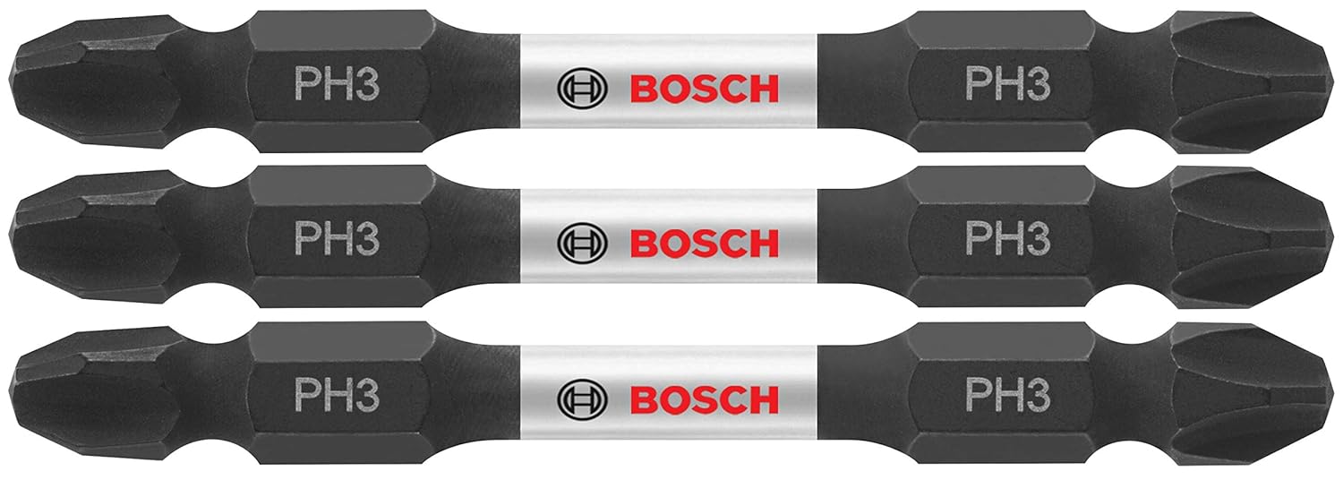 Bosch BOS-ITDEPH32503 Impact Tough 2.5in Phillips Number 3 Double Ended Bits 3 Pack