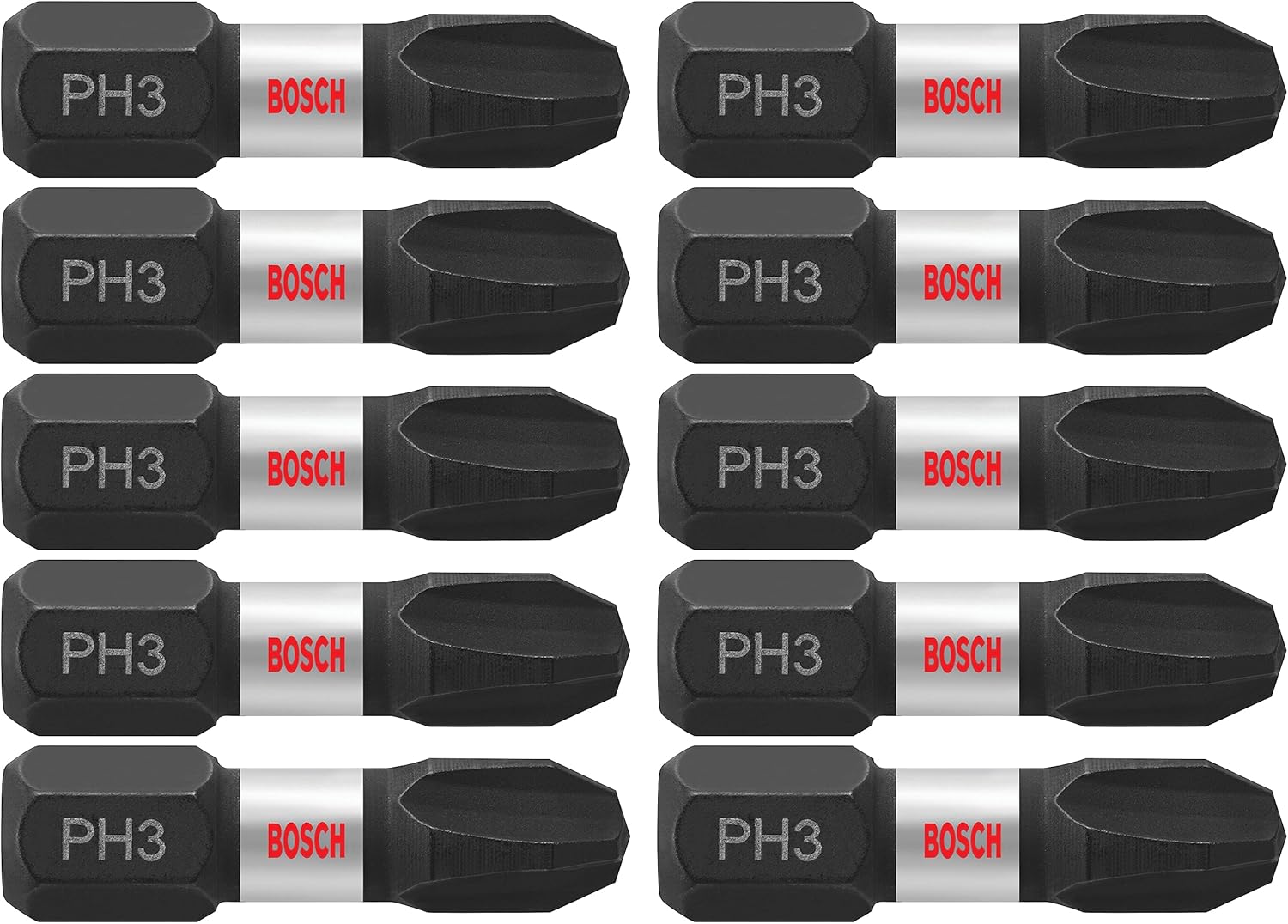 Bosch BOS-ITPH3105 1in Impact Tough Phillips 3 Insert Bits 5 Pack
