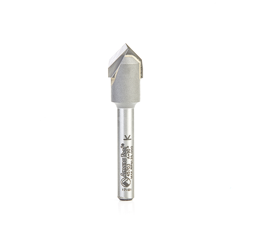 Amana AMA-45703 90 Degree x 1/2in Dia Carbide Tipped Zero Point V-Groove