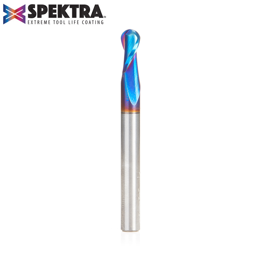 Amana AMA-46426-K Spektra 1/4in Dia 2 Flute Solid Carbide Extreme Tool Life Spiral Ball Nose Router Bit