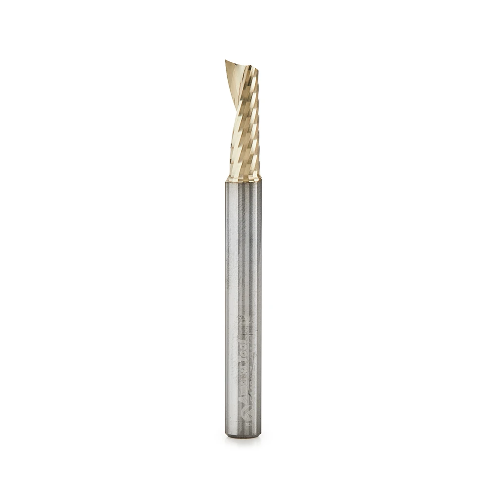Amana AMA-51480-Z CNC 1/4in Dia Solid Carbide Spiral O Flute Aluminum Cutting Up Cut ZrN Coated Router Bit