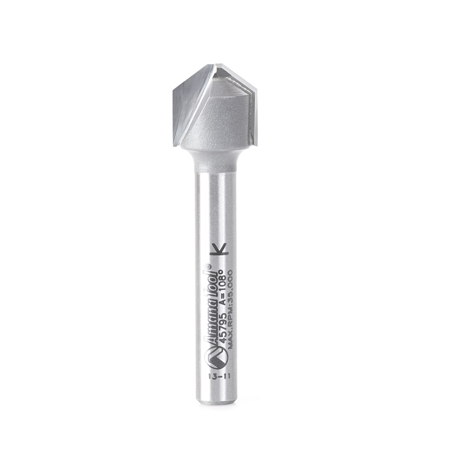 Amana AMA-45795 108 Degree Carbide Tipped Double Edge Folding V-Groove