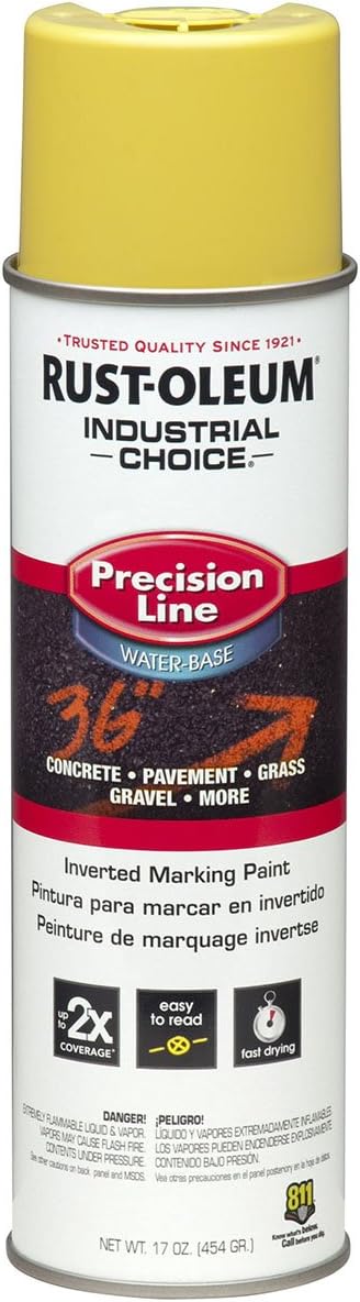 Rust-Oleum RUS-203034 Precision Line Water Based Inverted Marking Paint High Visibility Yellow
