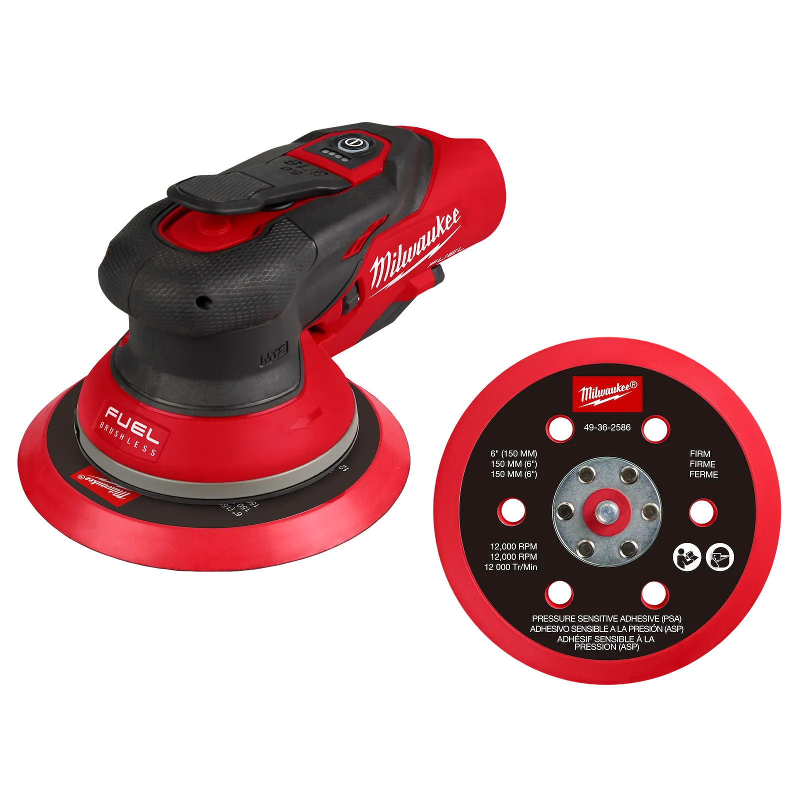 Milwaukee MIL-2585-20 M12 Fuel 6in Random Orbital Sander - 3/16in