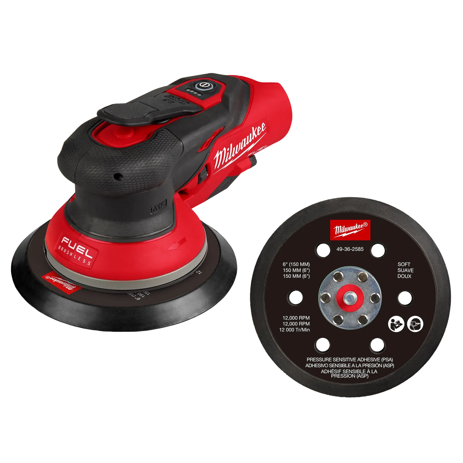 Milwaukee MIL-2584-20 M12 Fuel 6in Random Orbital Sander - 3/32in