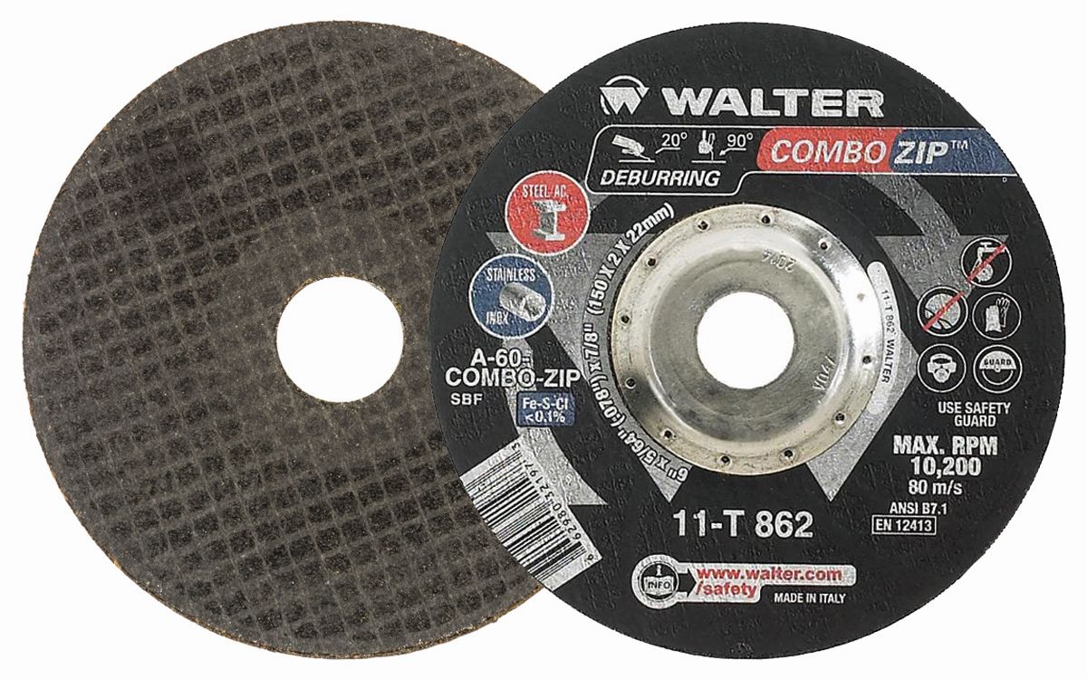 Walter Surface Technologies WAL-11T862-1PC COMBO ZIP Cut-Off Wheel 6in x 5/64in x 7/8in Type 27