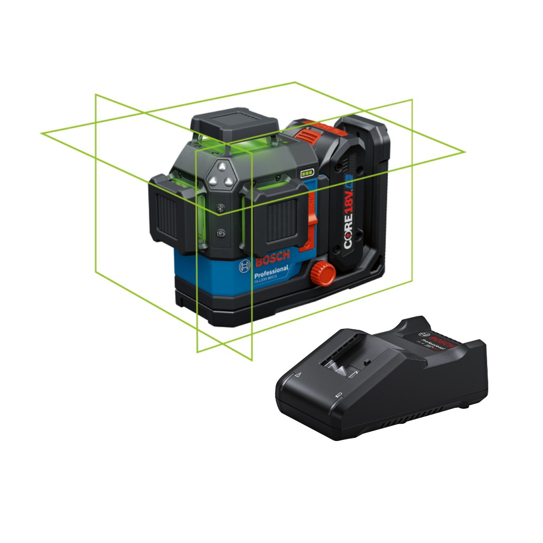 Bosch BOS-GLL330-80CGL 18V 360Deg Connected Green-Beam Three-Plane Leveling and Alignment Laser 4.0Ah Kit