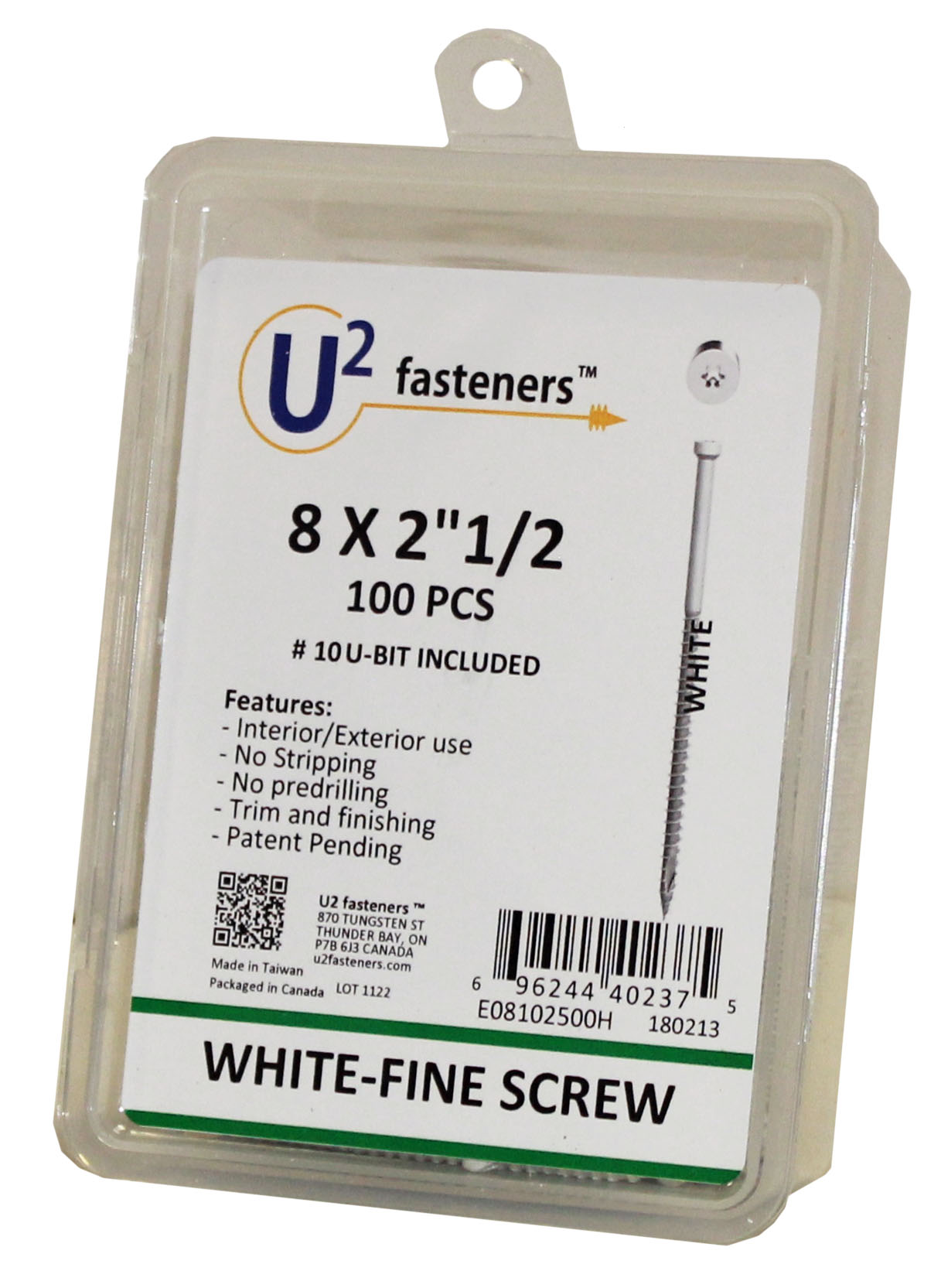 U2 U2-E08102-XX Fine Head Screws White 100 Pack