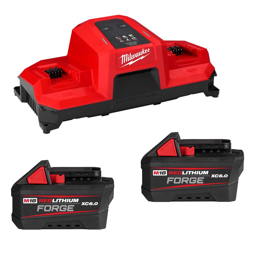 Milwaukee MIL-48-59-1866 M18 REDLITHIUM FORGE XC6.0 Battery x 2 w/ Super Charger