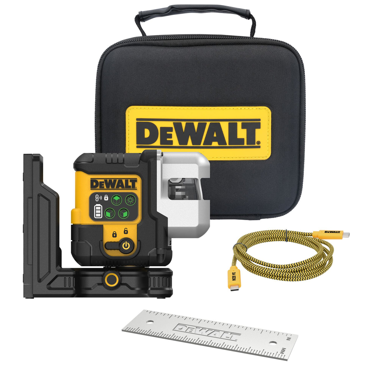 DEWALT DEW-DCLE14301GB USB Rechargeable Green 3x180Deg Line Laser Base Kit