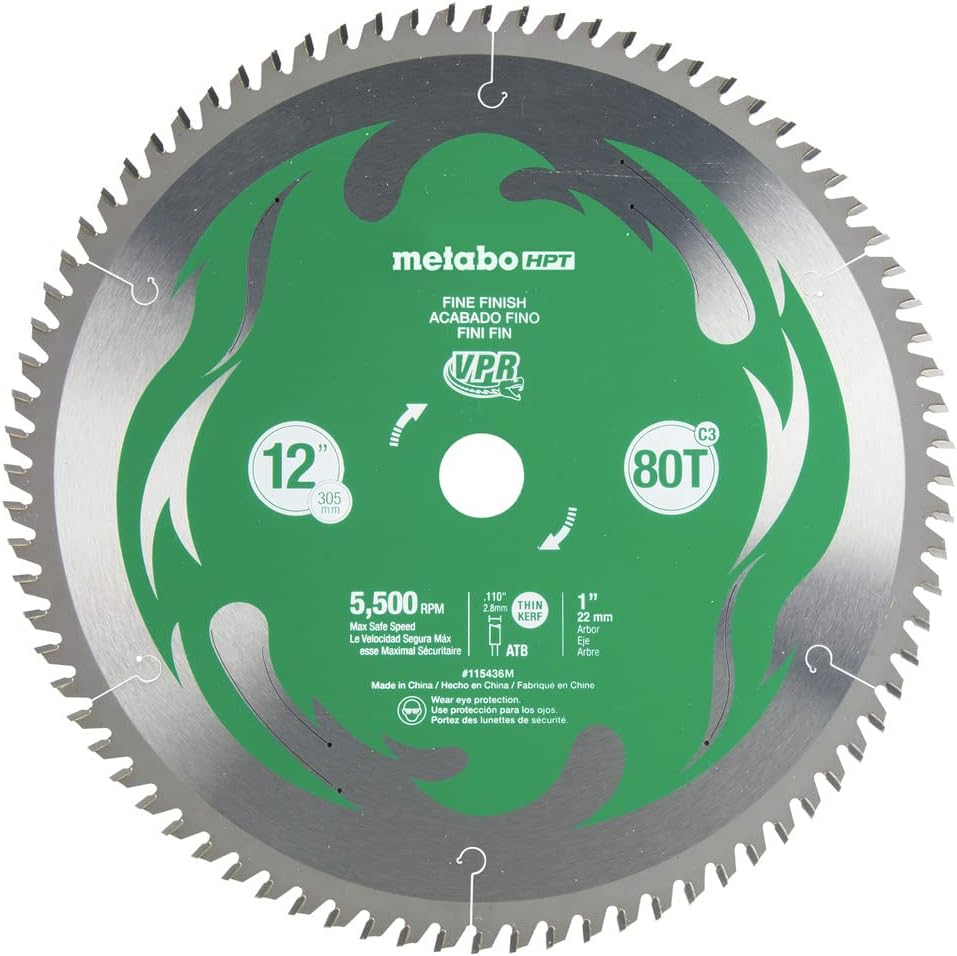 Metabo HPT HPT-115436M 12in 80T Fine Finish VPR Miter Saw Blade