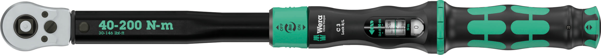 Wera Tools Wera-05075695001 Click-Torque Lock C 3 R/L Torque Wrench, 40-200 Nm