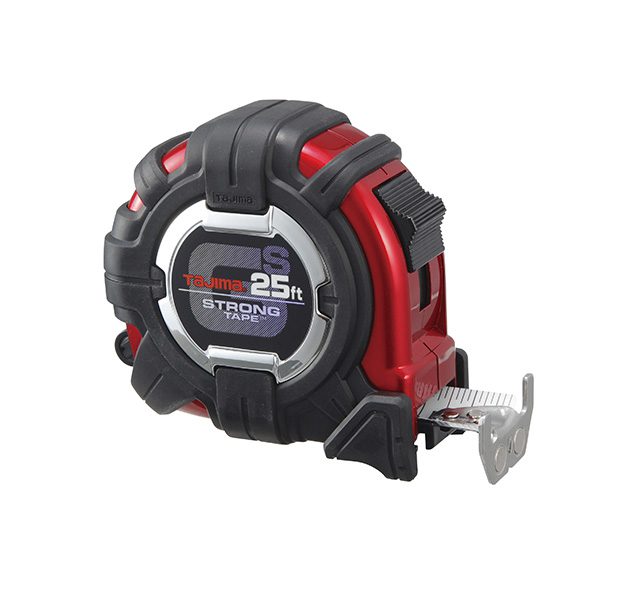 Tajima TAJ-GS-MC25BW 25ft GS-LOCK Tape Measure with Horned Magnetic Hook & Compatible Clip