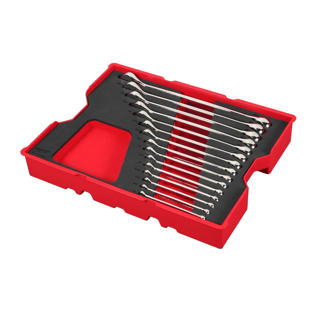 Milwaukee MIL-48-22-0154 15-Piece Metric Combination Wrench Set with Tray For PACKOUT Drawers