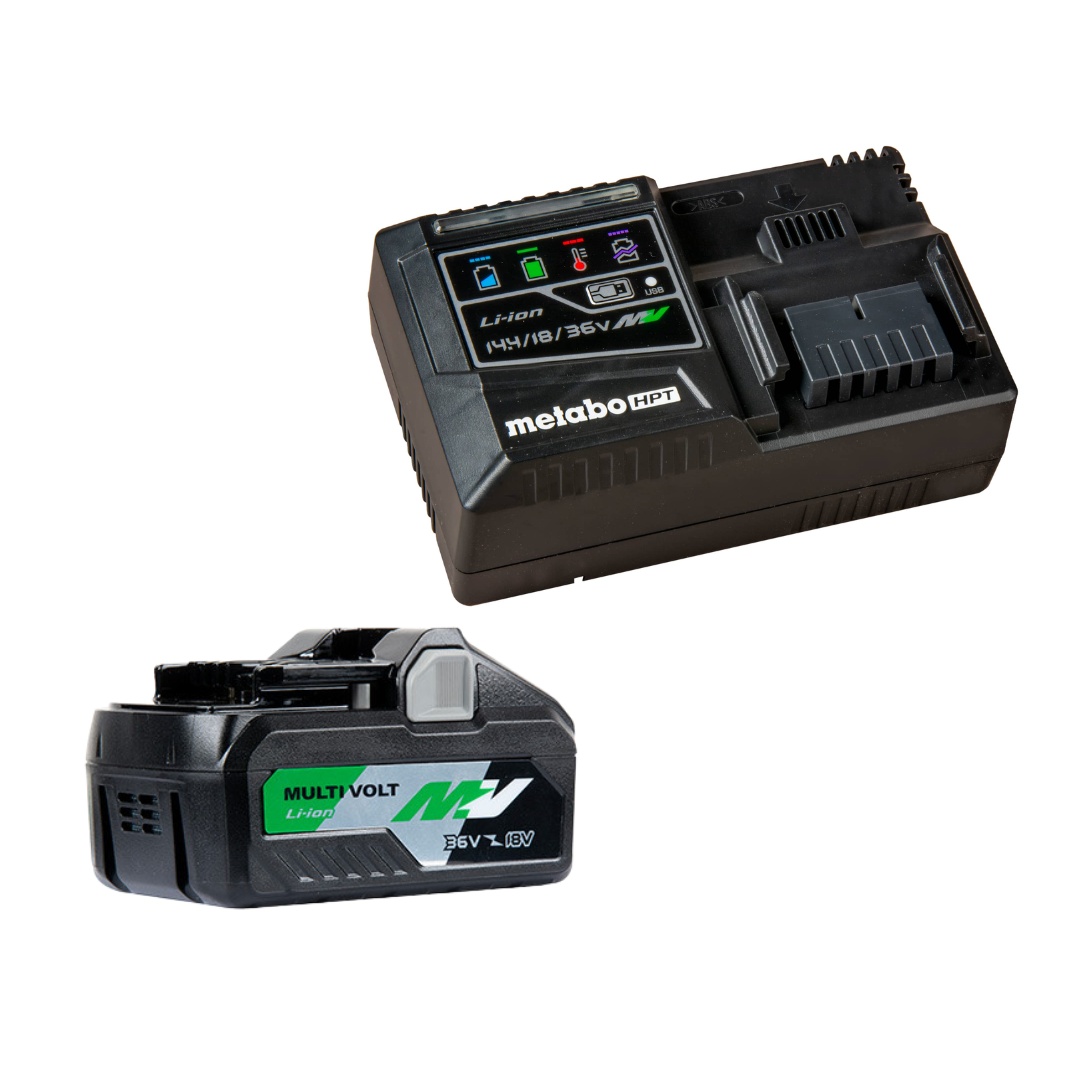 Metabo HPT HPT-UC18YSL3QCYM 36V/18V MultiVolt Lithium Ion Slide Battery and Charger 4.0Ah/8.0Ah Starter Kit