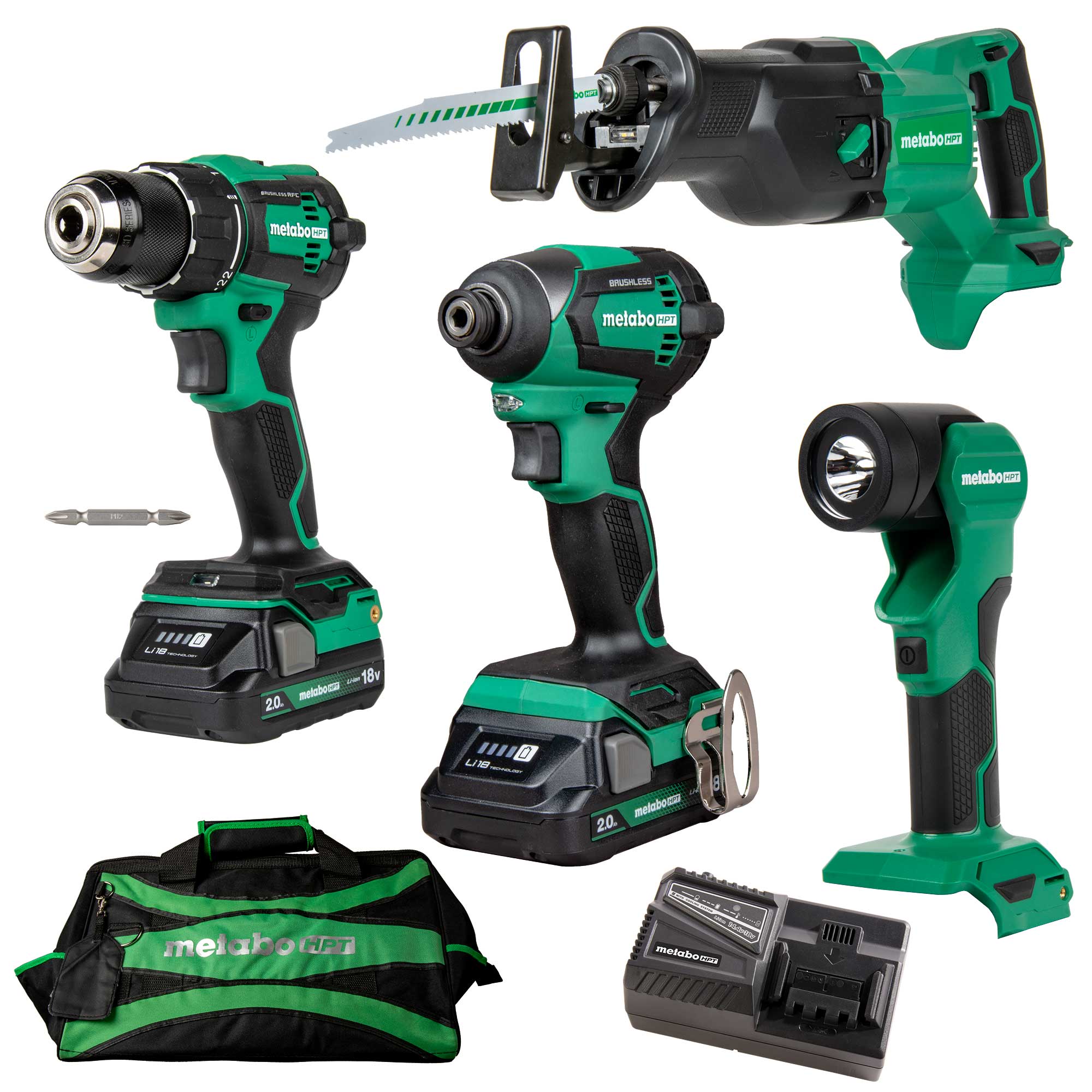 Metabo HPT HPT-KC18DEX4 18V Multivolt 4-Piece 2x 2.0Ah Combo Kit