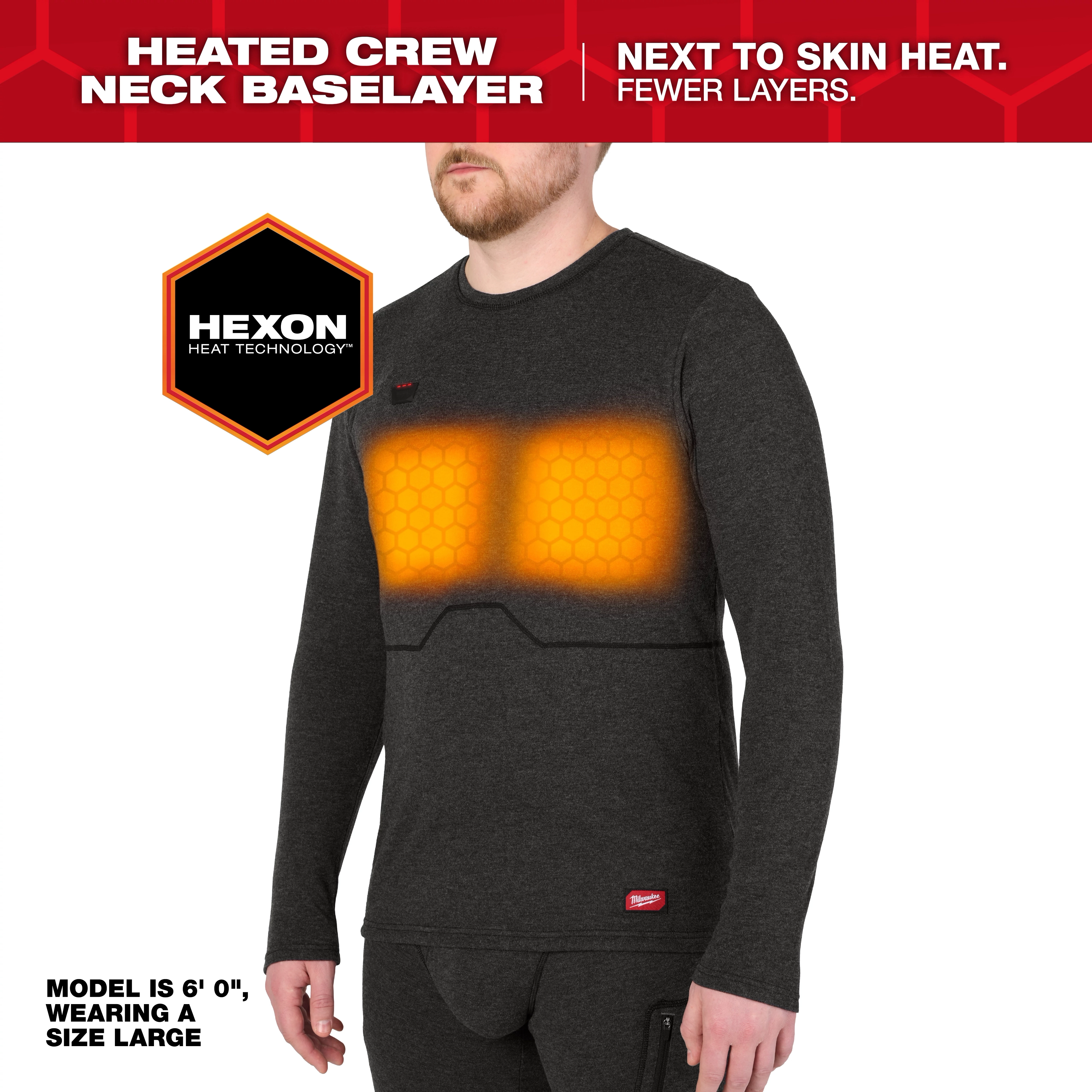 Milwaukee MIL-M500B-21XX Heated Merino Wool Crew Neck Baselayer