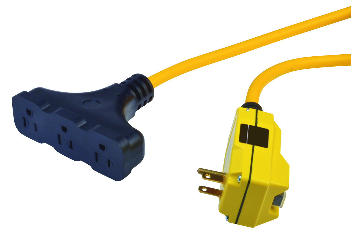 Southwire SOU-14880023-6 Shock Shield 15.0Ah Right Angle GFCI with 12/3 2ft Cord with Lit Tri-Source End