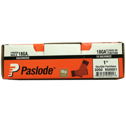 Paslode PAS-950001 18-Gauge 1in Galvanized Finish Nails 3000-Box