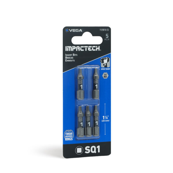 Vega VEGA-T125R1A-C5 T125R1A-C5 Impactech Square #1 Insert Bit 1in 5-Pack
