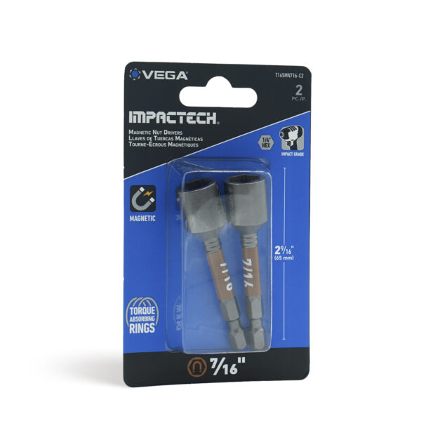 Vega VEGA-T165MN716-C2 Impactech Magnetic Nut Driver 7/16" 2-9/16in 2-Pack
