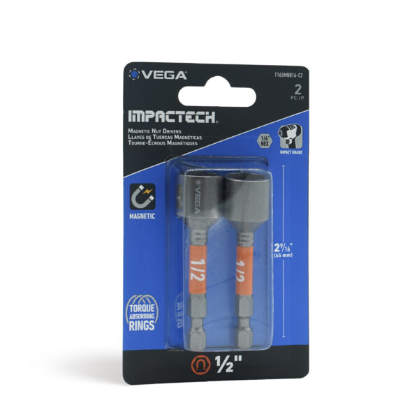 Vega VEGA-T165MN816-C2 Impactech Magnetic Nut Driver 1/2" 2-9/16in 2-Pack