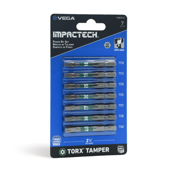 Vega VEGA-T150TTS-C7 Impactech Tamper Torx 2in Power Bit Carabiner Set