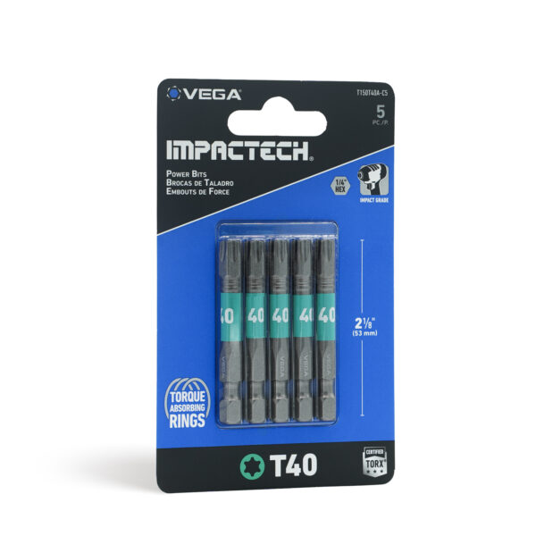 Vega VEGA-T150T40A-C5 Impactech TORX T40 Power Bit 2in 5-Pack