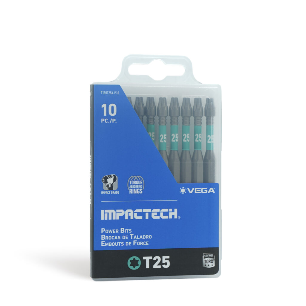 Vega Industries VEGA-T190T25A-P10 3.5in T25 Torx Impactech Impact Driver Bits, 10pk
