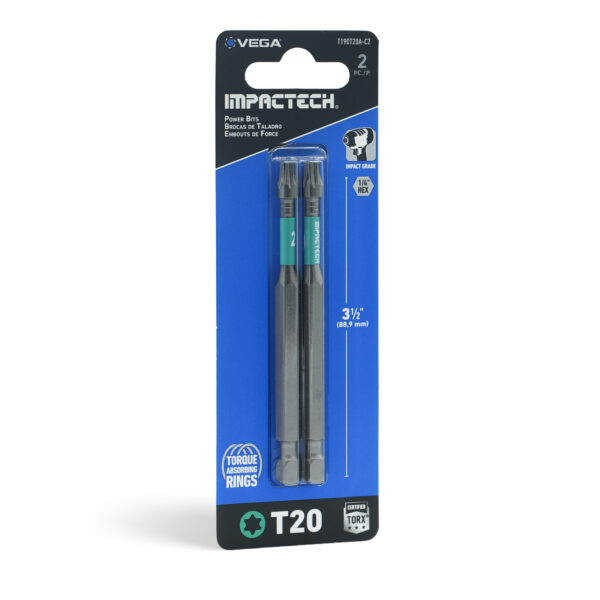 Vega VEGA-T190T20A-C2 190T20A T20 TORX Power Bit 3-1/2in 2-Pack