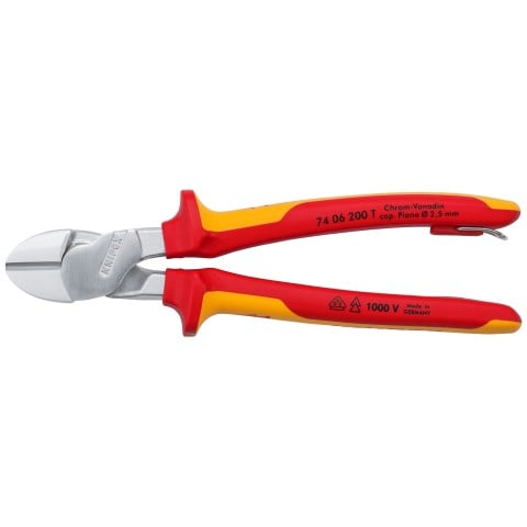 Knipex KNIP-7406200T 8in High Leverage Diagonal Cutter 1000V Insulated with Tether Attachment