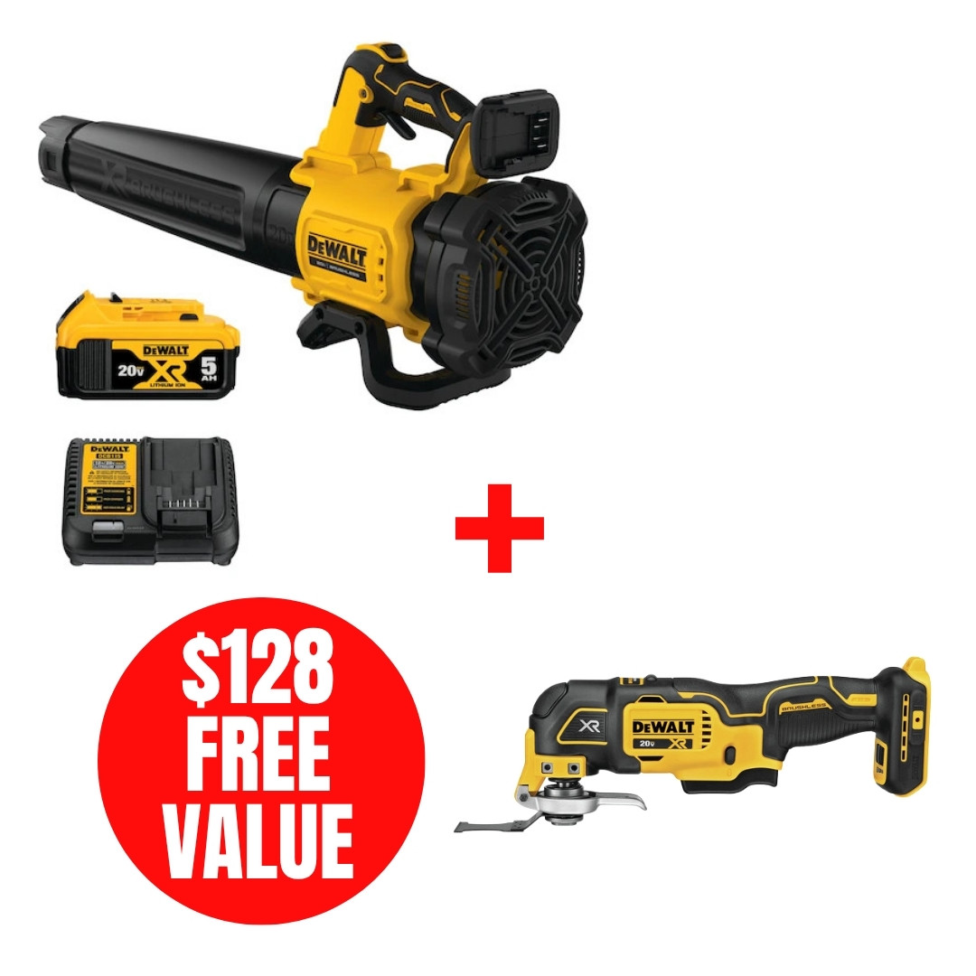 DEWALT DEW-DCBL722P1-DCS356B 20V Max XR Brushless Handheld Blower 5.0Ah Kit + 20V MAX XR Cordless Oscillating Multi-Tool Bare Tool