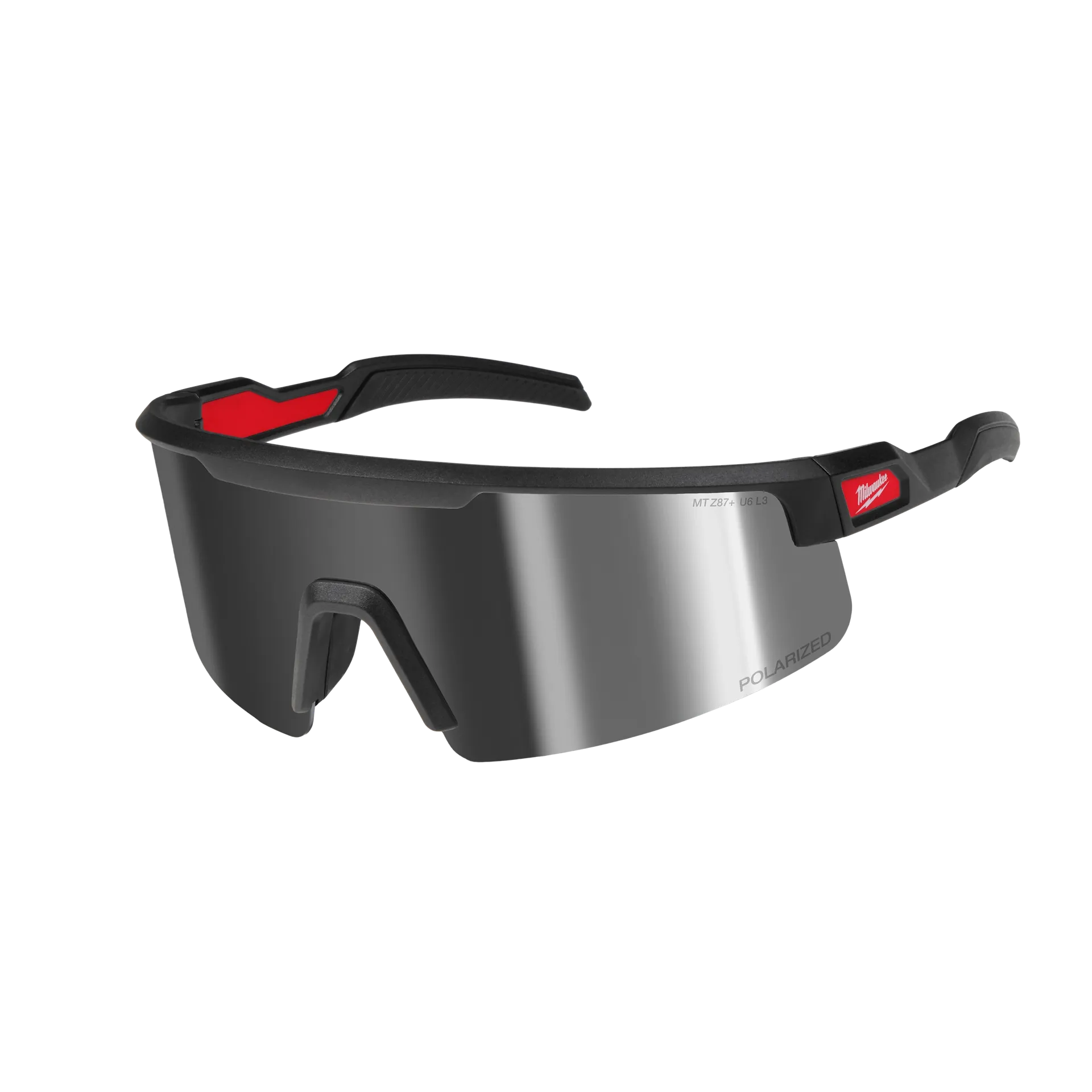Milwaukee MIL-48-73-2503 Polarized Wrap Around Safety Glasses Silver Mirrored Dual Coat Lenses