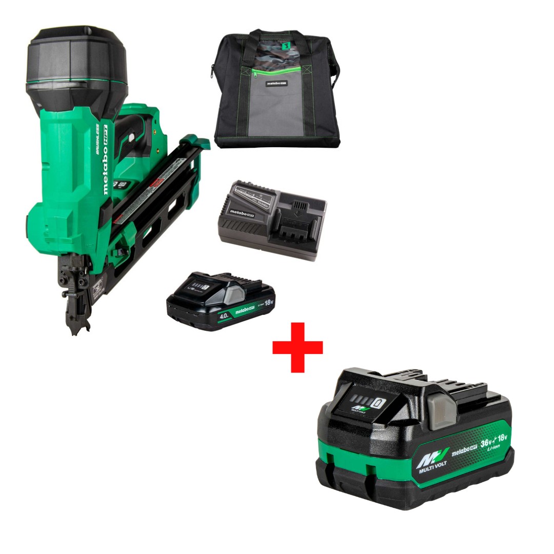 Metabo HPT HPT-NR1890DCAM-380083M 18V MultiVolt 30° 3-1/2in Paper Tape Framing Nailer 4.0Ah + 5.0Ah Kit