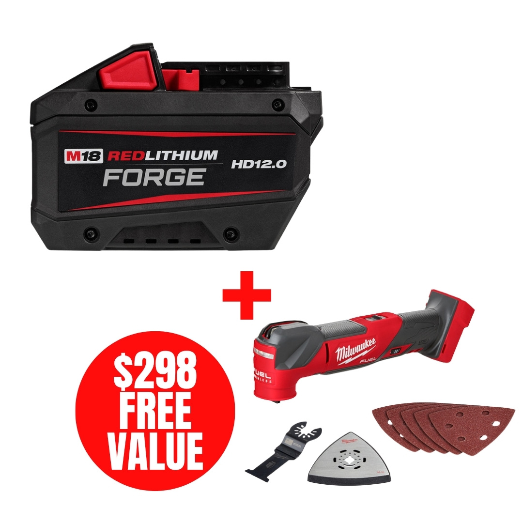 Milwaukee MIL-48-11-1813-2836-20 M18 REDLITHIUM FORGE HD12.0 Battery + BONUS M18 FUEL Oscillating Multi-Tool