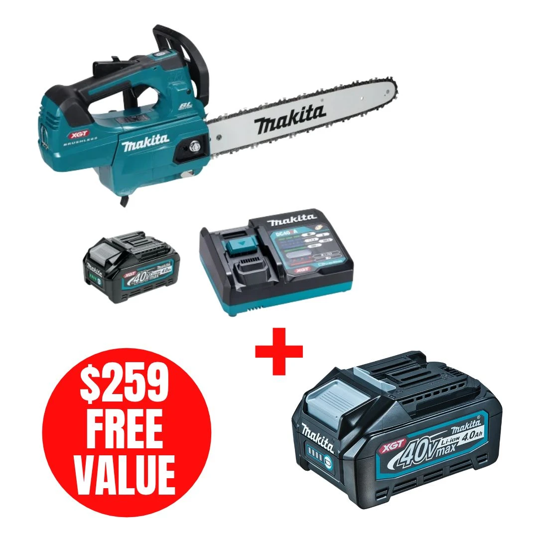 Makita MAK-UC005GM101-BL4040 40V XGT 16in Top Handle Chainsaw 4.0Ah Kit + BONUS