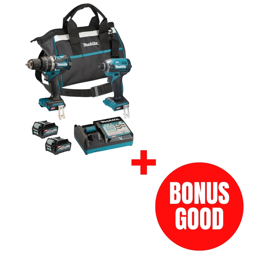 Makita MAK-DK0178G204-JL26PROMO 40V MAX XGT Brushless 2-Tool Combo Kit 2x 2.5Ah + Bonus