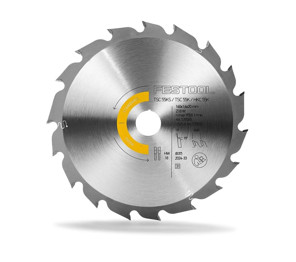 Festool FES-578588 WOOD STANDARD HW 160x1.6x20 18-Tooth Track Saw Blade