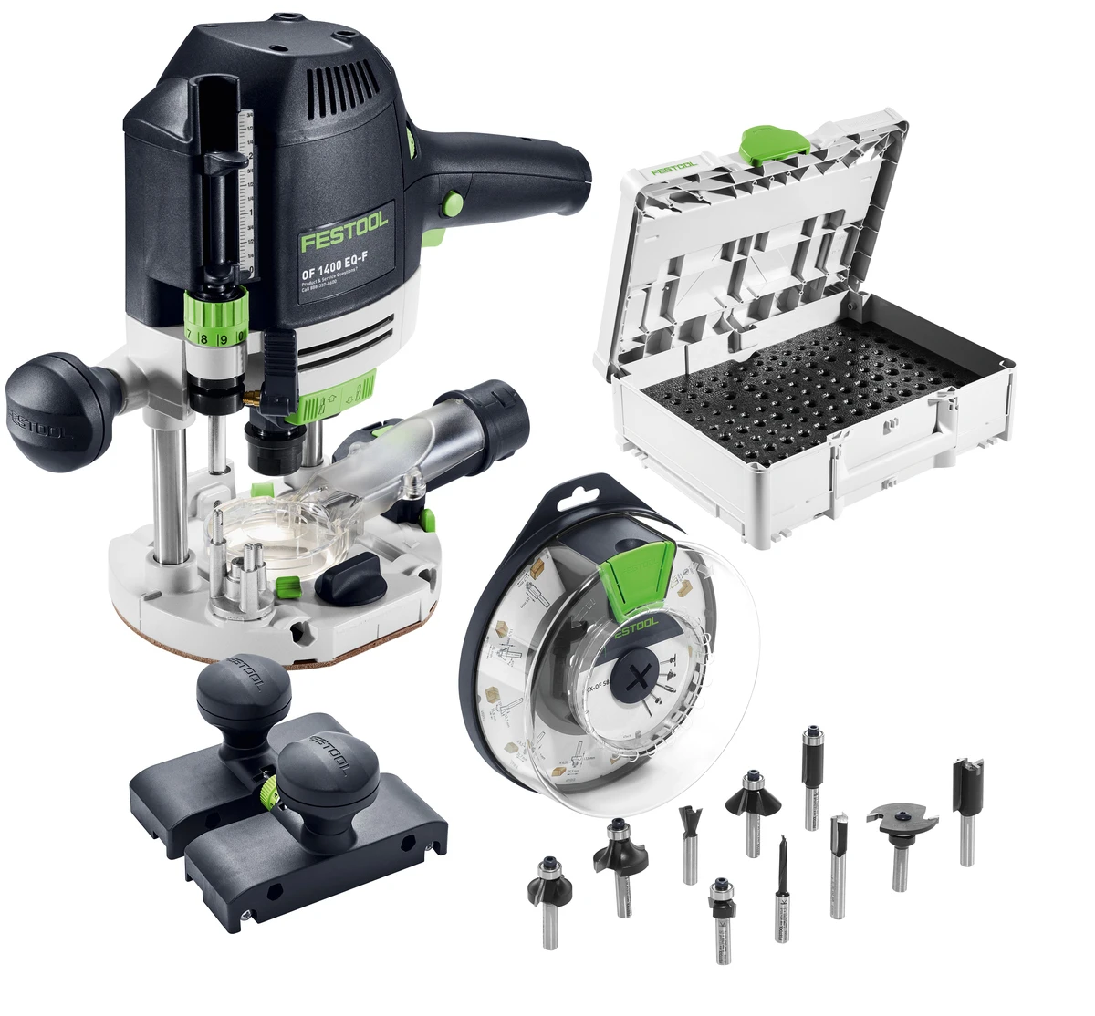 Festool FES-579463 OF 1400 EQ 1400W Corded Router Starter Set with XL Accessories